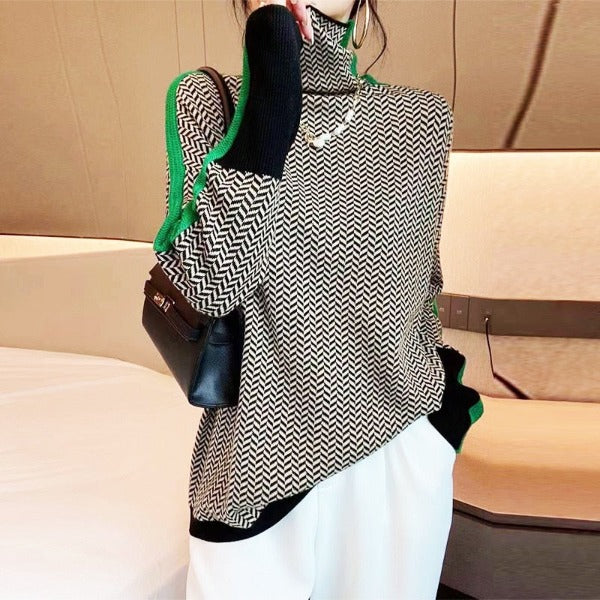 Ava | Turtleneck w wzór jodełki Luxe