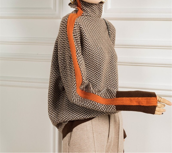 Ava | Turtleneck w wzór jodełki Luxe