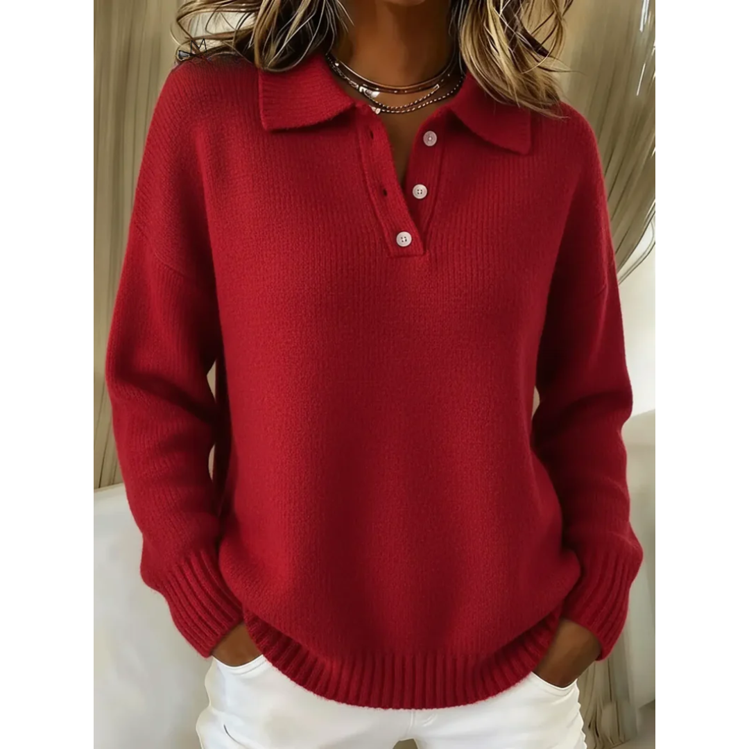 Clara | Miękki sweter polo z dzianiny