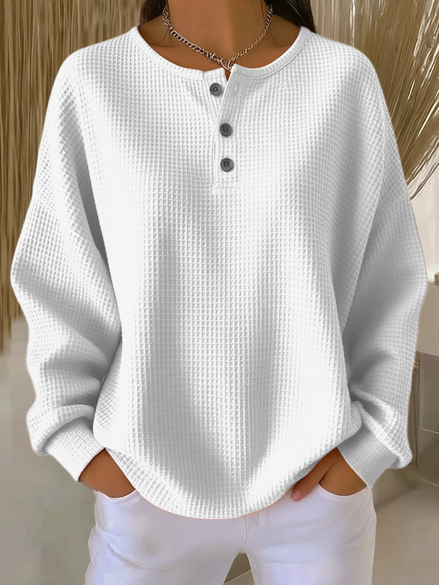 Anne | Przytulny Henley z dzianiny w wafle
