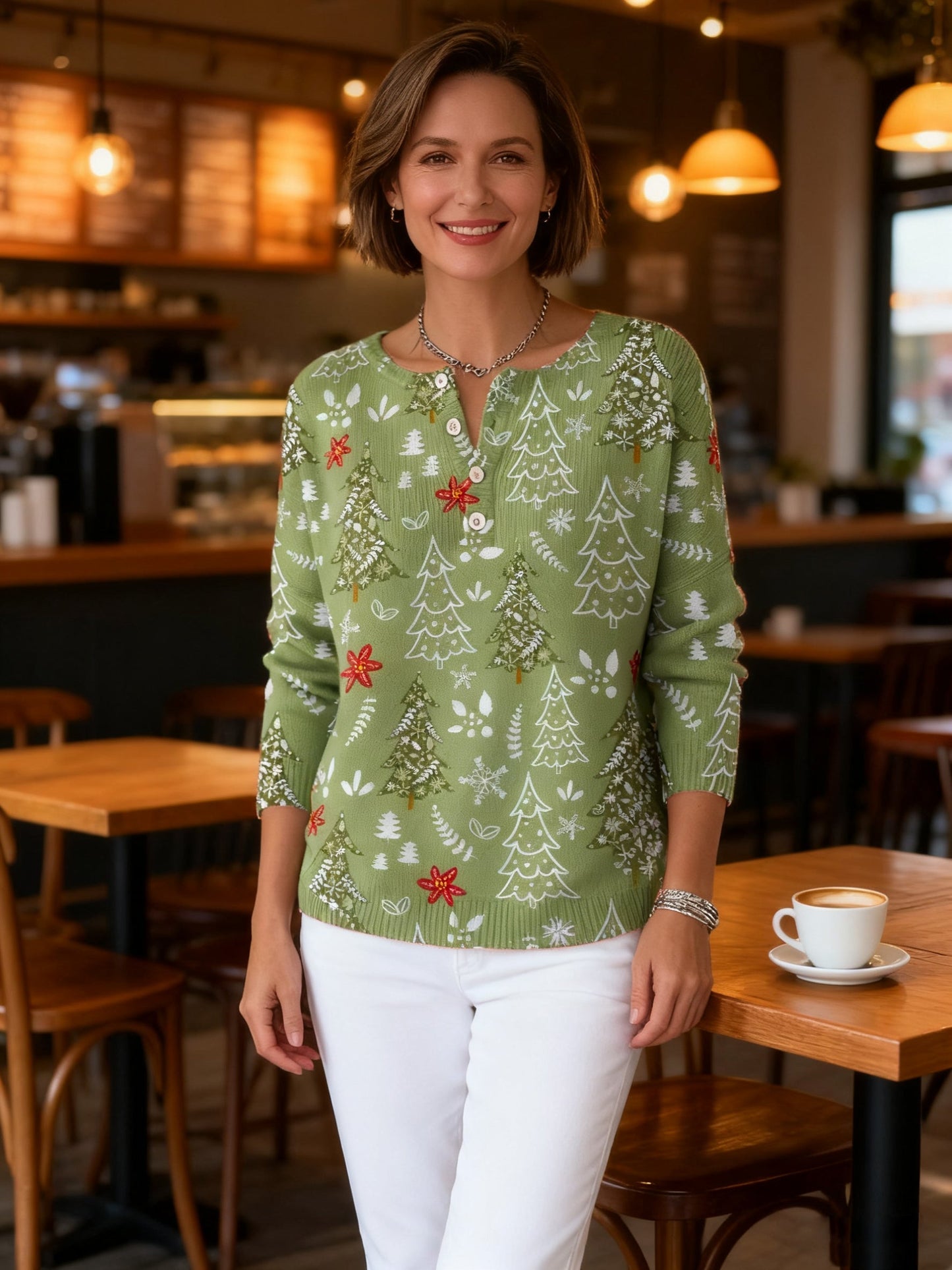 Sofie – Sweter Bożonarodzeniowy z Guzikami