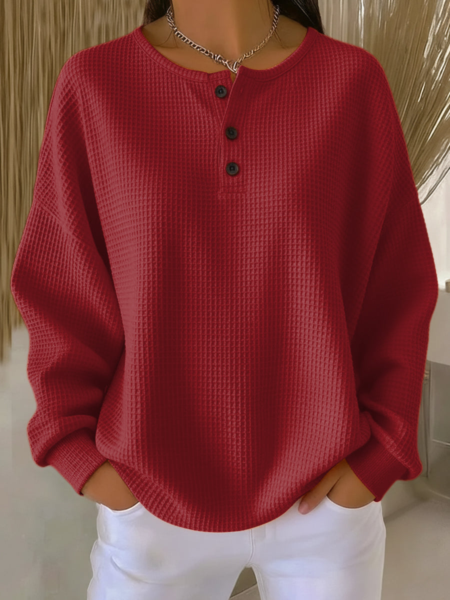 Anne | Przytulny Henley z dzianiny w wafle