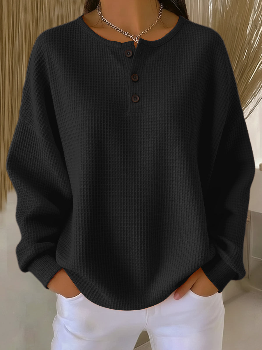 Anne | Przytulny Henley z dzianiny w wafle