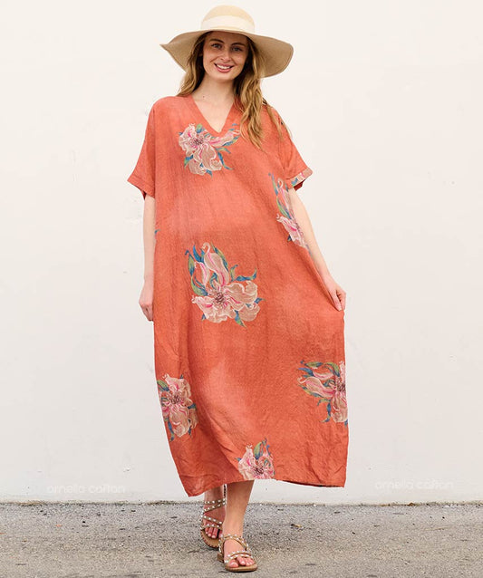 Liva - Sukienka typu kaftan z kieszeniami do noszenia na co dzień