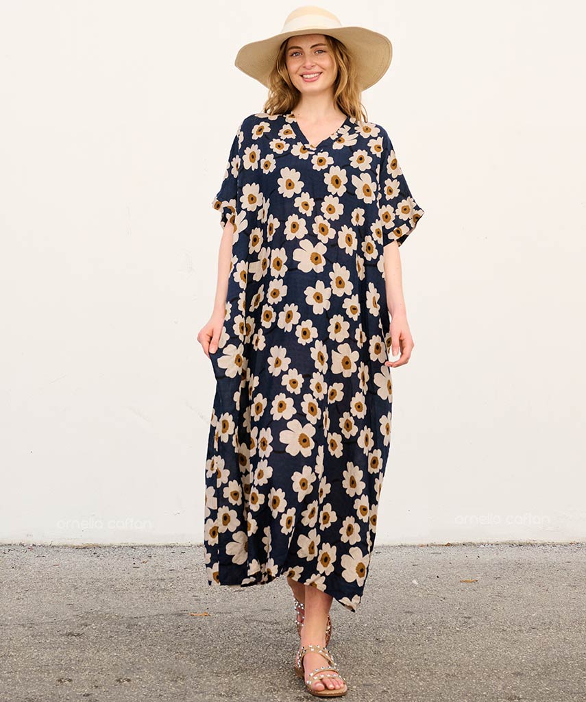 Kira - Sukienka typu kaftan z kieszeniami do noszenia na co dzień