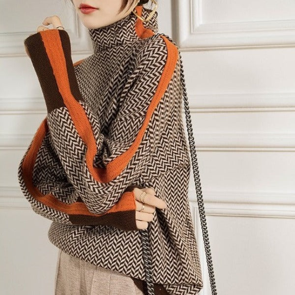 Ava | Turtleneck w wzór jodełki Luxe