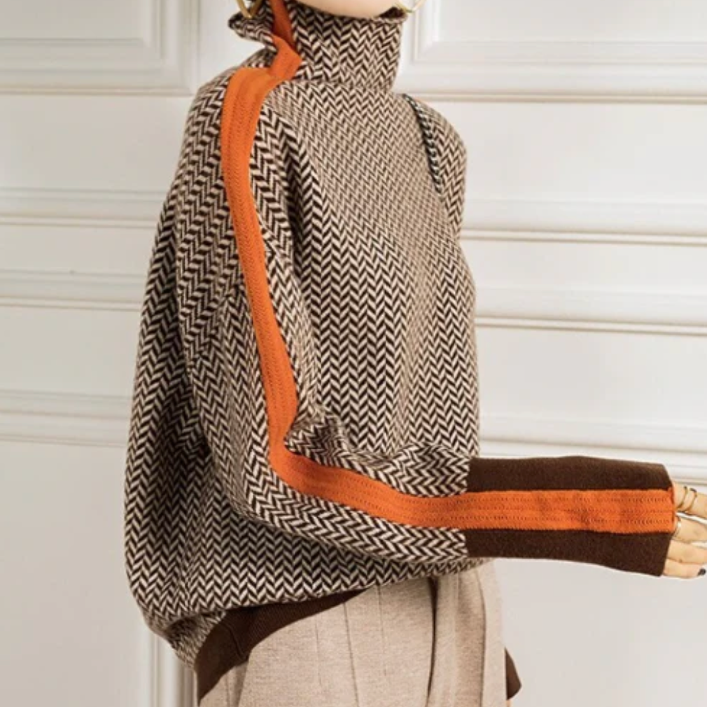 Ava | Turtleneck w wzór jodełki Luxe