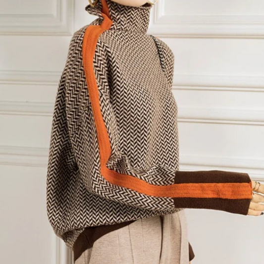 Ava | Turtleneck w wzór jodełki Luxe