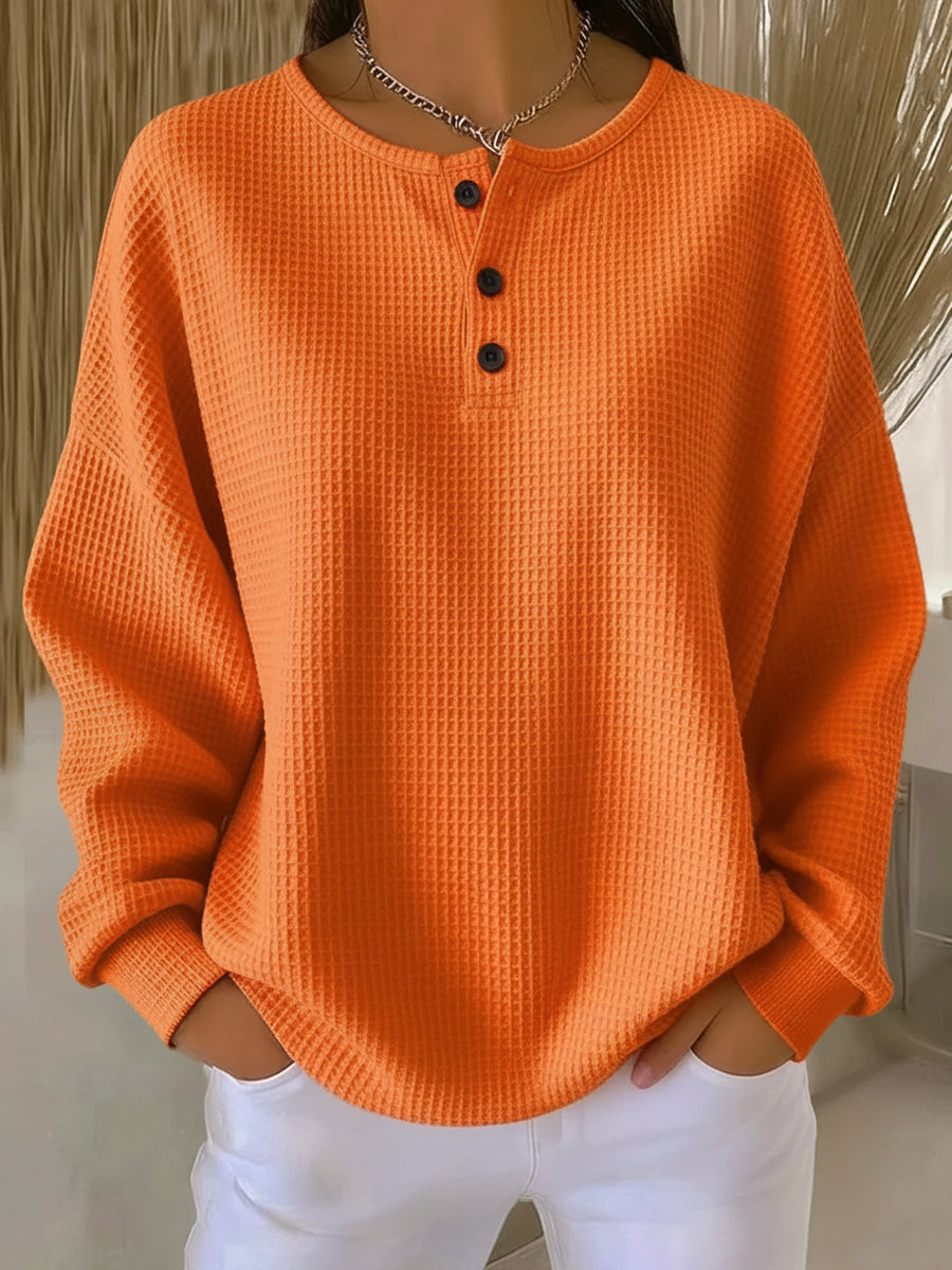 Anne | Przytulny Henley z dzianiny w wafle