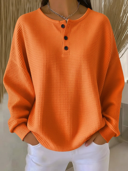 Anne | Przytulny Henley z dzianiny w wafle