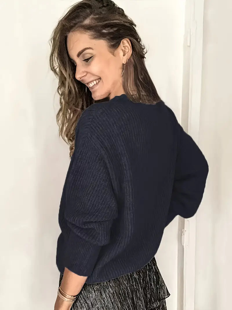 Rozelyn - Elegancki sweter w sploty z dekoltem w kształcie litery V